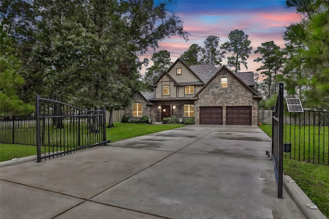 view of front of home with a lawn