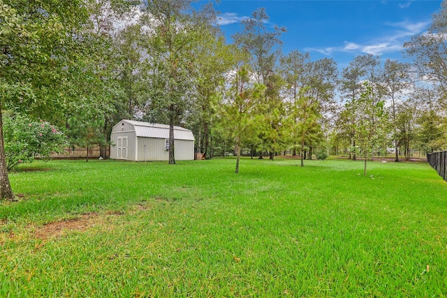 view of yard with a storage shed