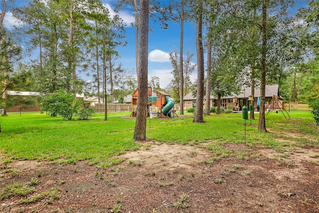 view of yard with a playground