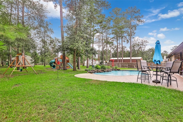 view of yard with a playground