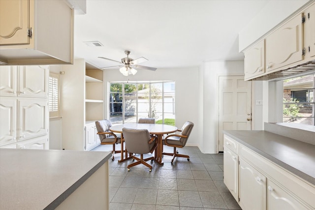 dining room with ceiling fan