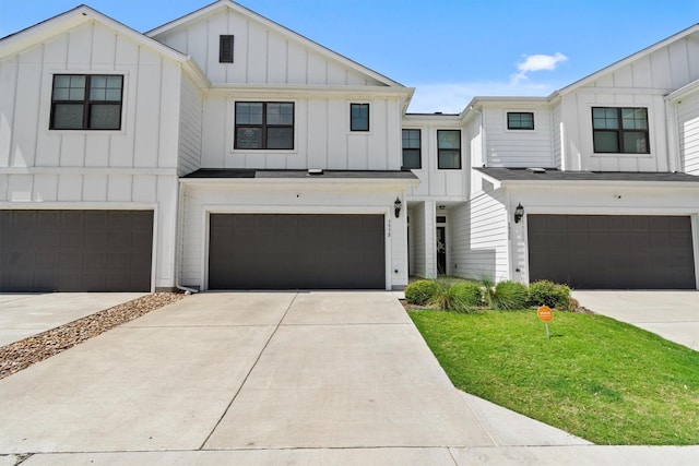 modern farmhouse with a garage