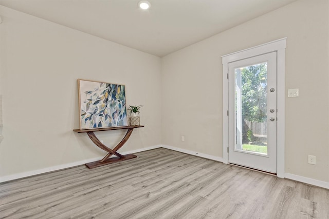 interior space with light hardwood / wood-style floors