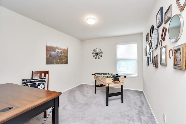 view of carpeted home office