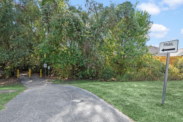 view of home's community with a lawn