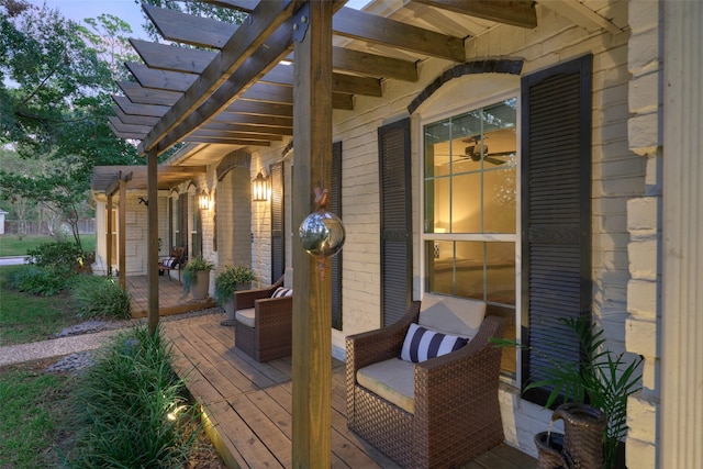 deck featuring a pergola