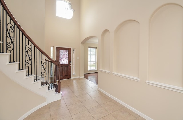 view of tiled entrance foyer