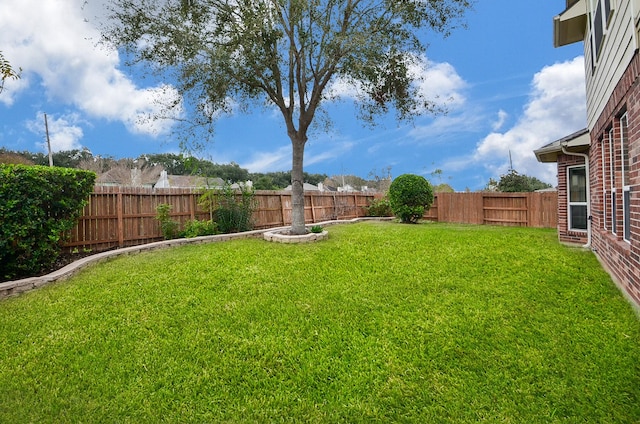 view of yard with a fenced backyard