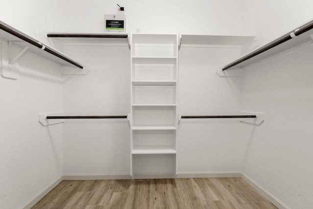 spacious closet featuring light hardwood / wood-style flooring