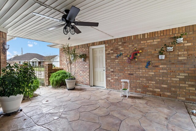 view of patio with ceiling fan