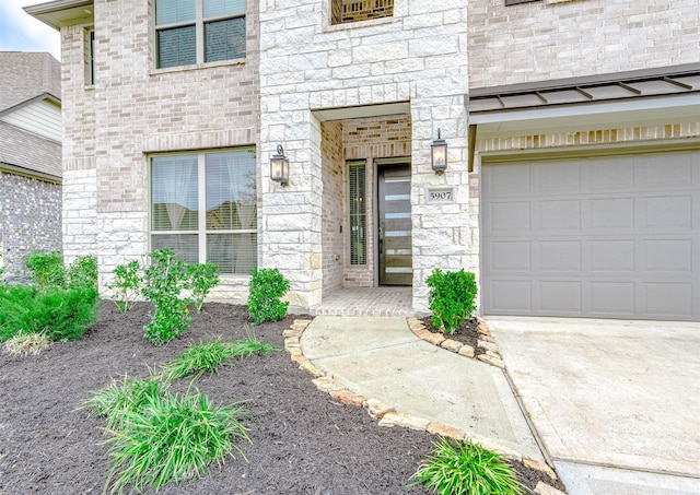 property entrance with a garage