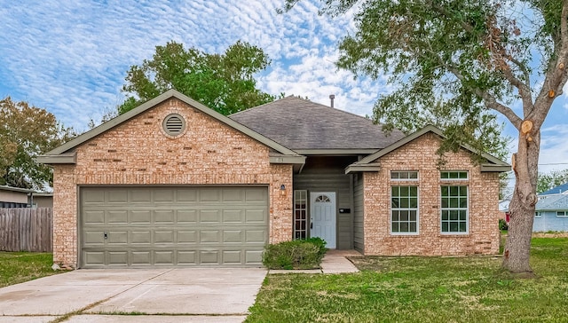 view of front facade featuring a garage and a front yard