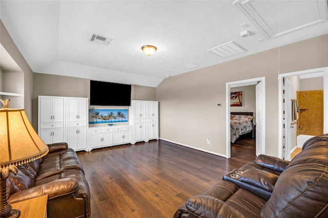 living room featuring dark hardwood / wood-style floors