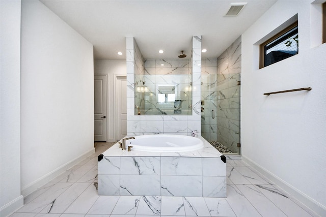 bathroom with plus walk in shower