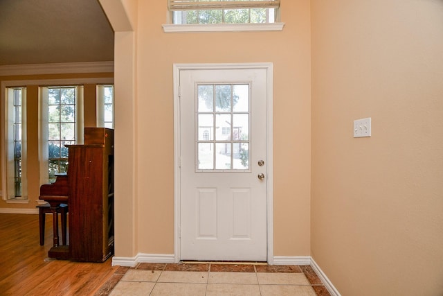 foyer with light tile patterned floors