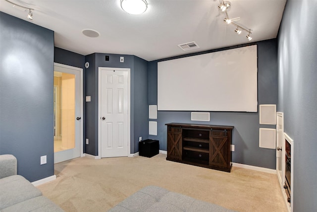 view of carpeted home theater room