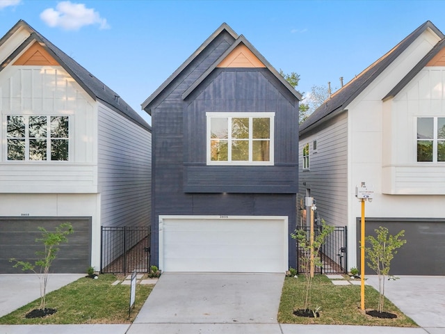 view of front of property with a garage