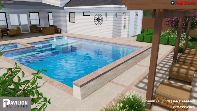 view of swimming pool with a patio area and a pool with connected hot tub