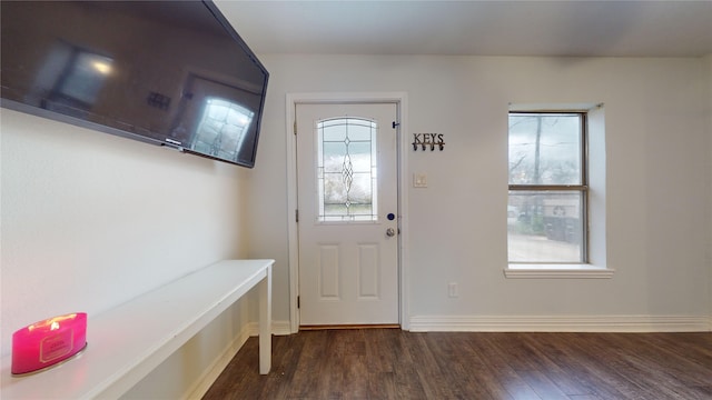 foyer entrance with dark hardwood / wood-style floors