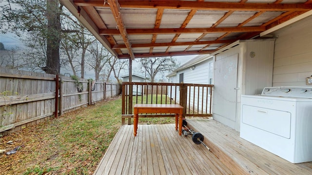 deck featuring washer / dryer