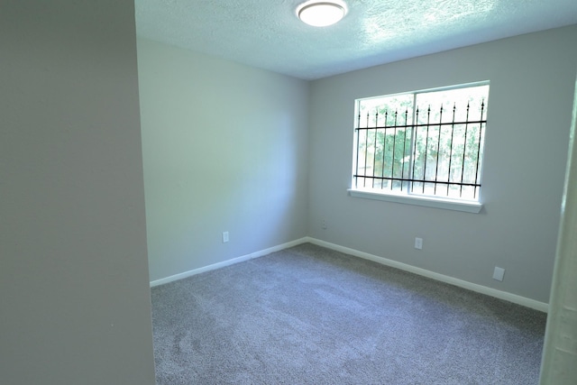 unfurnished room with carpet flooring and a textured ceiling