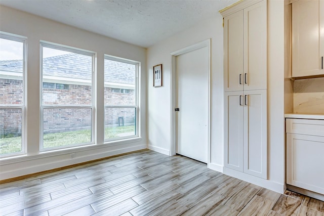 unfurnished dining area with a textured ceiling and a wealth of natural light