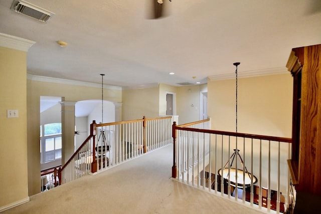 3803 Dewalt Way, Missouri City, TX 77459 - hall with carpet and crown molding