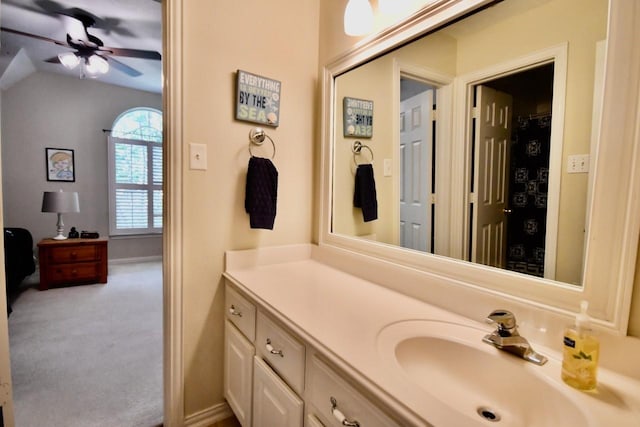 3803 Dewalt Way, Missouri City, TX 77459 - bathroom featuring ceiling fan and vanity
