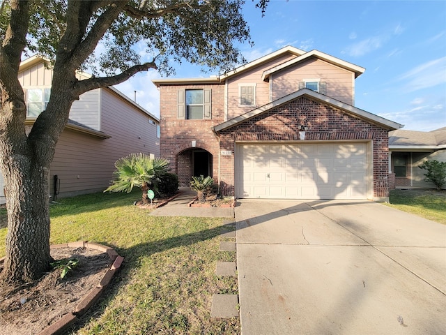 front of property with a garage and a front yard