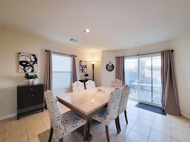 view of tiled dining space