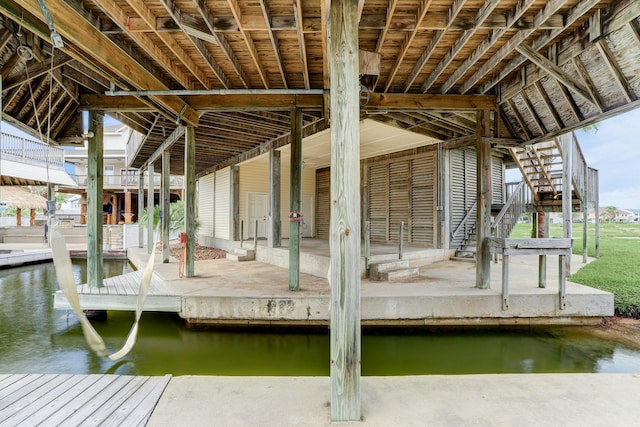 dock area featuring a water view