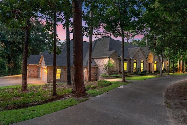 view of front of property with a garage