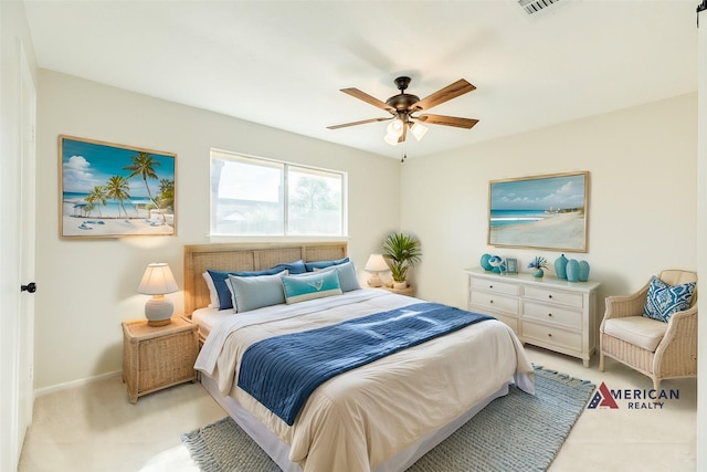 bedroom featuring ceiling fan