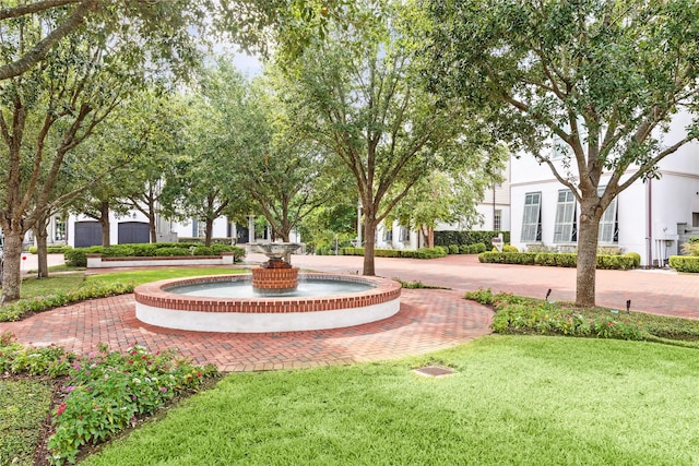 view of community featuring a lawn