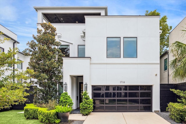 contemporary house featuring a garage