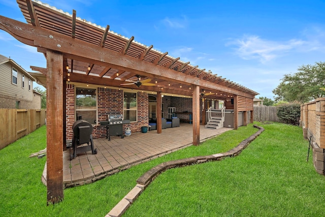 view of yard featuring a pergola and a patio