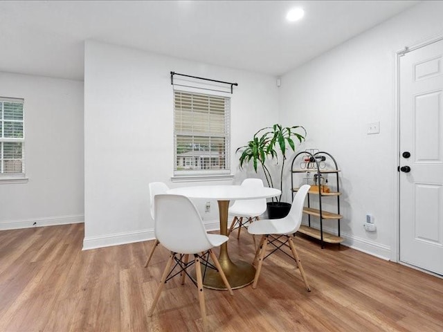 dining space featuring light hardwood / wood-style flooring