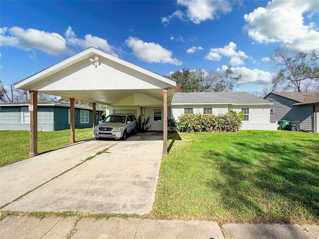 view of car parking featuring a carport and a lawn