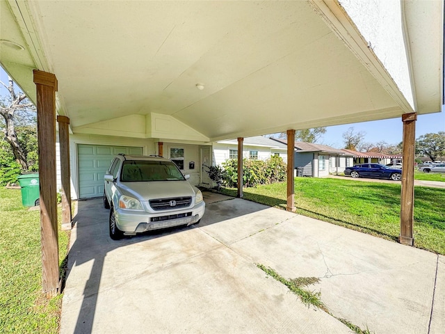 exterior space featuring a carport and a garage