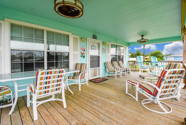 deck with covered porch