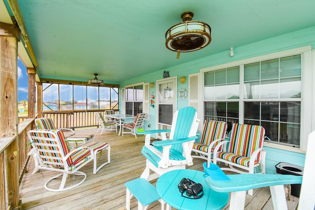 deck featuring covered porch