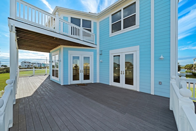 wooden deck with french doors