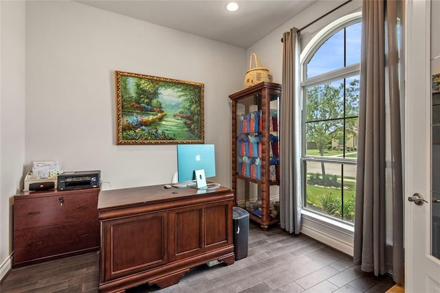 office space with hardwood / wood-style flooring