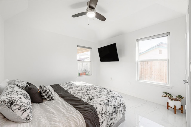 bedroom featuring ceiling fan