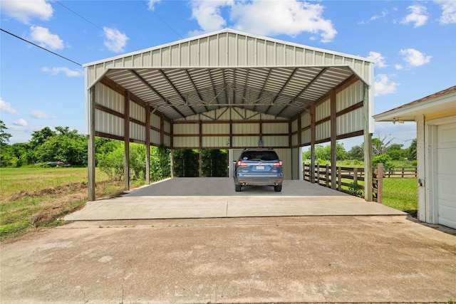 view of parking with a carport