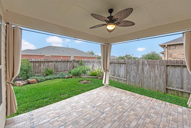 view of patio / terrace with ceiling fan