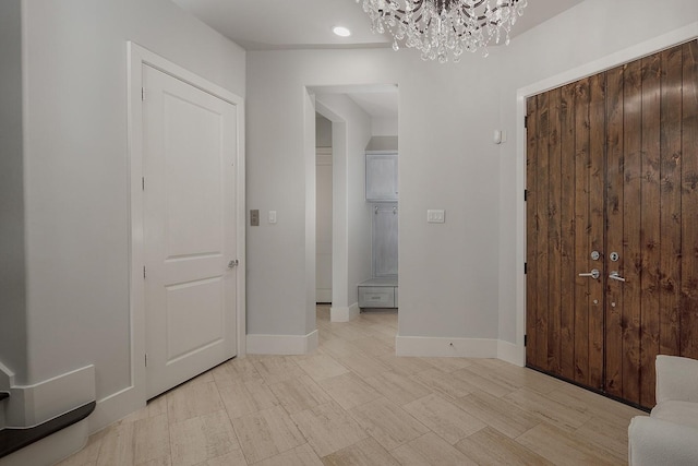 interior space featuring a chandelier