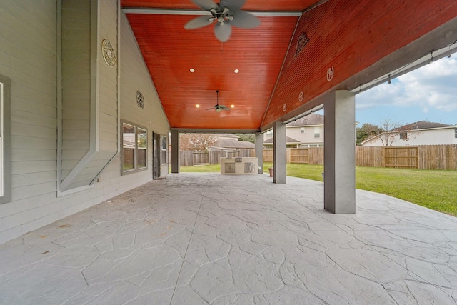 view of patio with ceiling fan