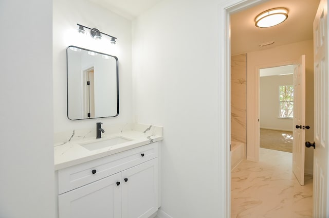 bathroom with vanity and tub / shower combination