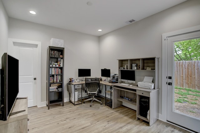 office featuring light wood-type flooring